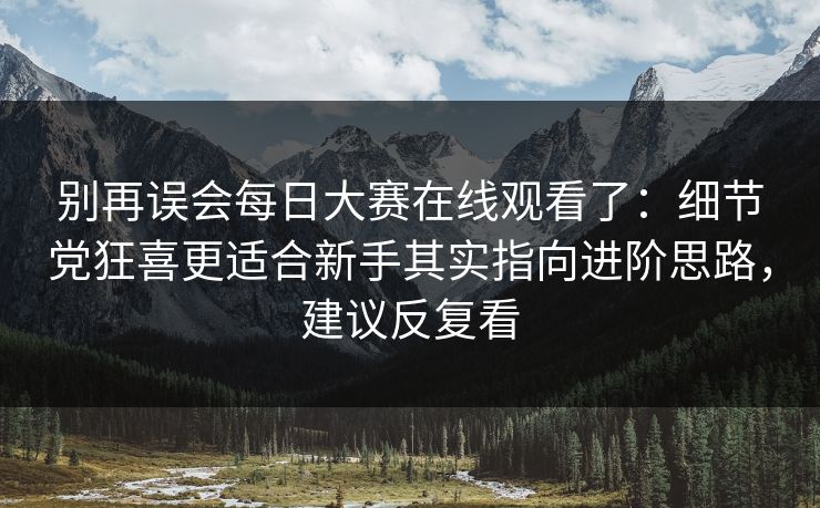 别再误会每日大赛在线观看了:细节党狂喜更适合新手其实指向进阶思路,建议反复看 别再误会每日大赛在线观看了:细节党狂喜更适合新手其实指向进阶思路,建议反复看